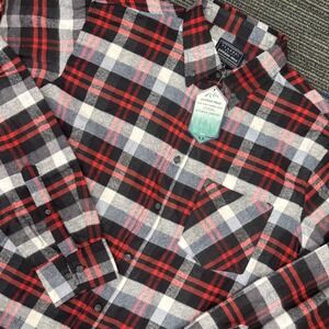 Jackson Hole Men's Flannel Shirt Red Black‎ White Plaid Long Sleeve Size XL
